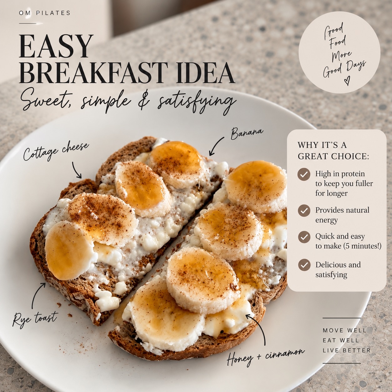 Busy mornings don’t have to mean skipping breakfast 🤍
Two simple, nourishing breakfast ideas that are quick, filling and actually taste good.
These are two of my own breakfasts I actually make and eat, nothing fancy, just simple food that works for busy days. 🤍
#busymum #pilatesstudiogoldcoast #goldcoastpilates #reformerpilatesgoldcoast #goldcoastbusiness